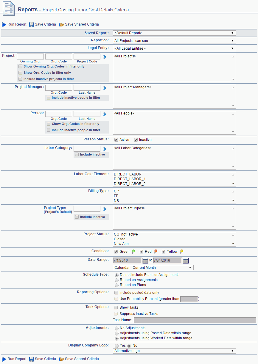 Labor Cost Details Report